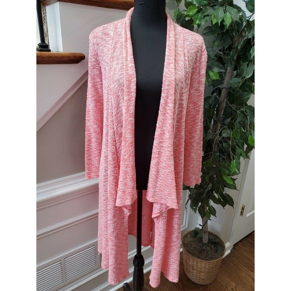 Azules Women's Pink Polyester Long Sleeve Open Front Casual Cardigan Size Medium - Picture 4 of 10